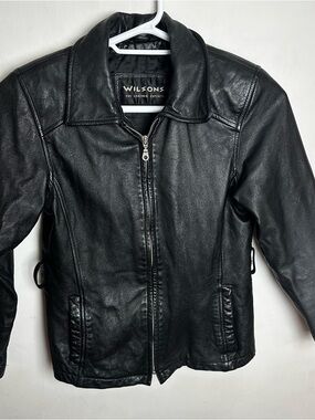 Vintage 80s Wilson’s Leather Jacket Women’s Size Small Motorcycle Black FLAW